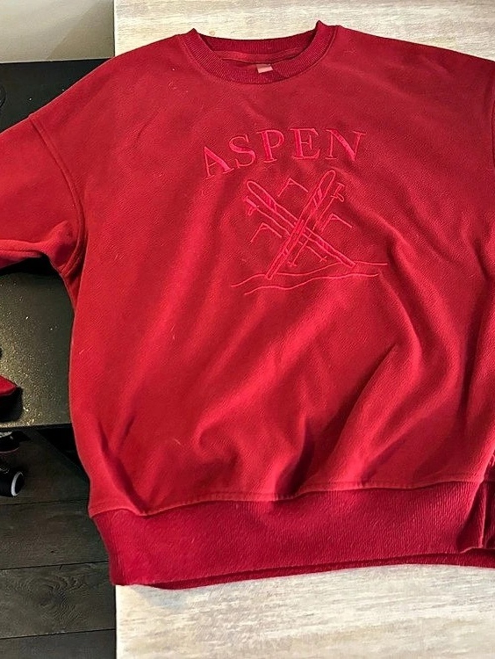 Aspen Embroidered Red Sweatshirt